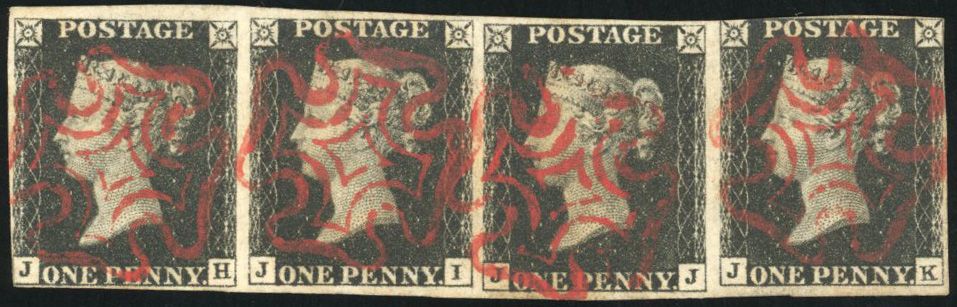 Stanley Gibbons GREAT BRITAIN N°1 Multiple Oblitéré