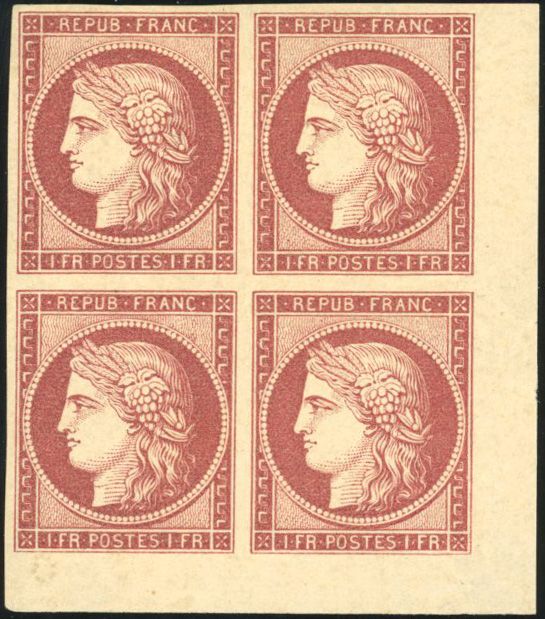 Yvert et Tellier Cérès 1849 1850 N°6 Bloc de 4 Neuf avec gomme