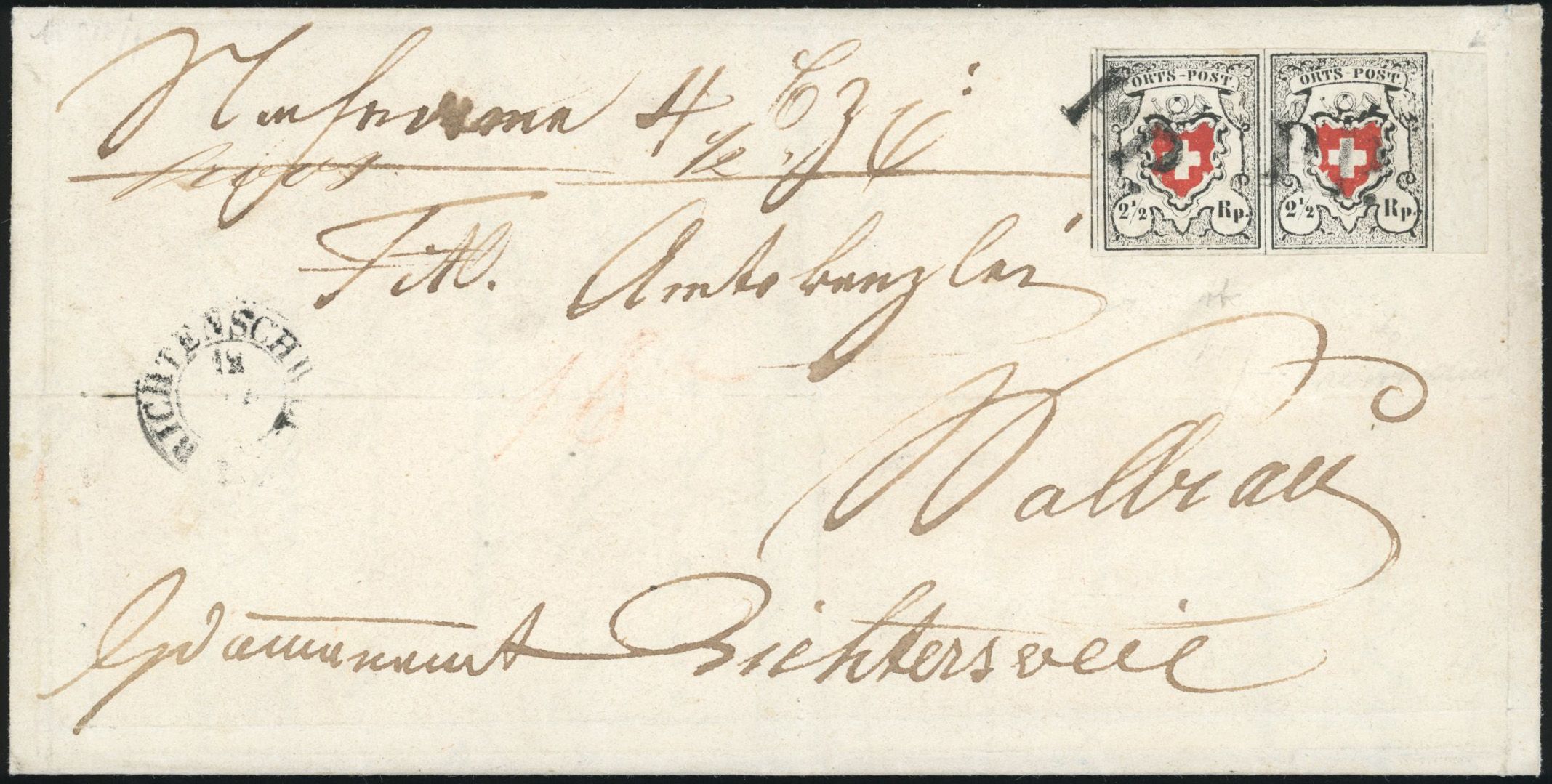 Zumstein SUISSE N°13II + 13II.2.10 Paire Oblitéré
