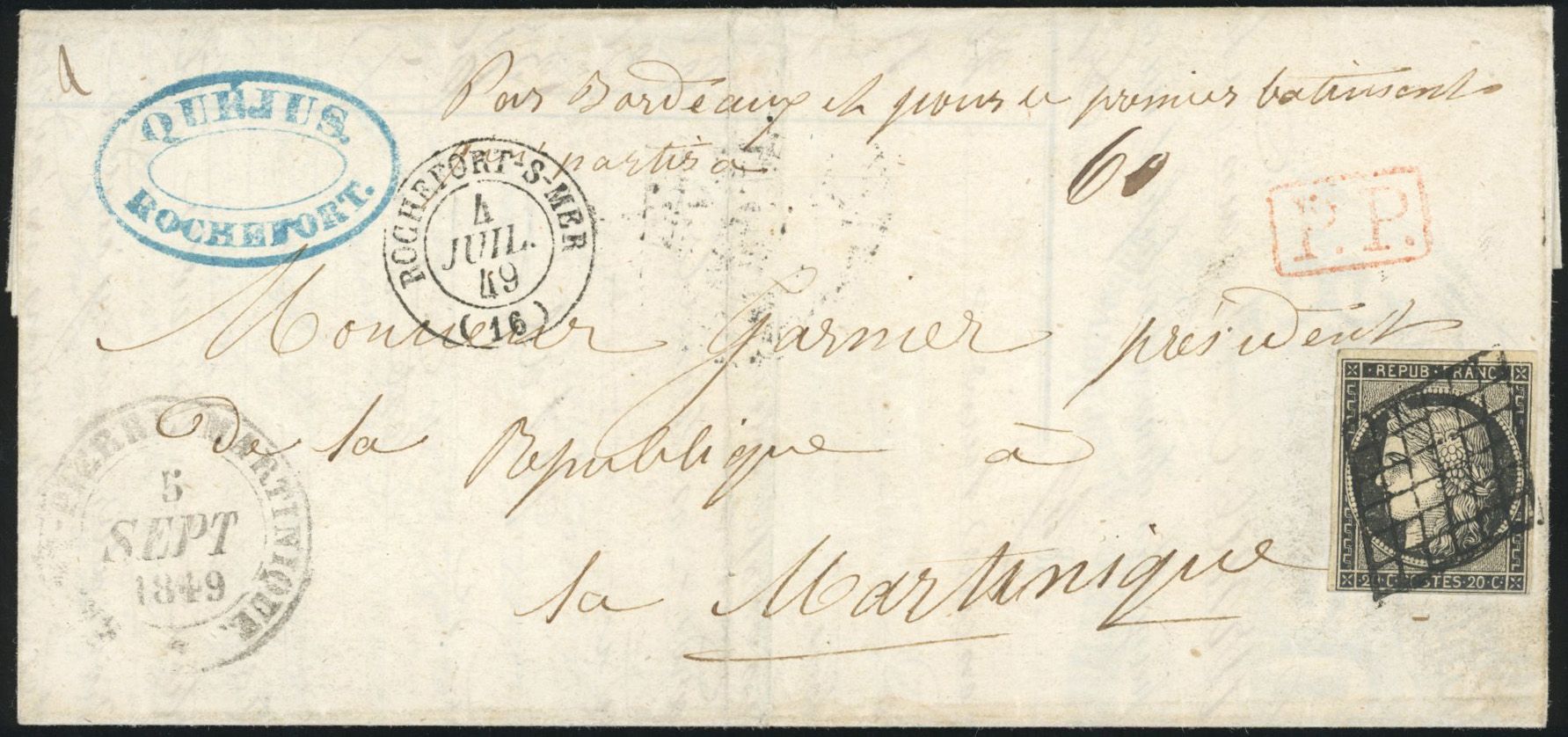 Yvert et Tellier Cérès 1849 1850 N°3 Individuel Oblitéré