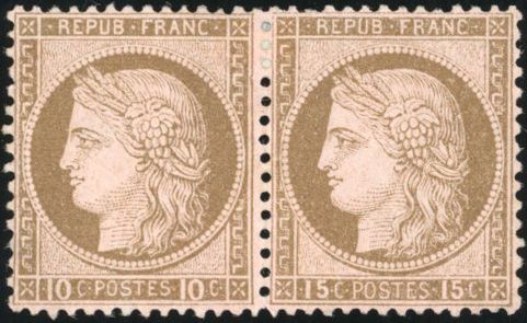 Yvert et Tellier Cérès dentelé 1871 1875 N°55c Paire Neuf sans gomme