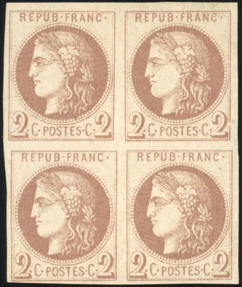 Yvert et Tellier Emission de Bordeaux 1870 1871 N°40Aa Bloc de 4 Neuf avec gomme