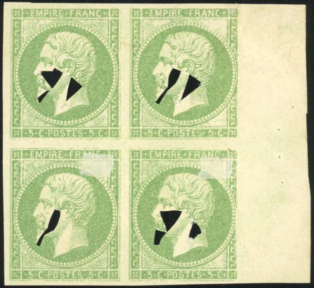 Yvert et Tellier Empire non dentelé 1853 1860 N°12 Bloc de 4 Neuf sans gomme
