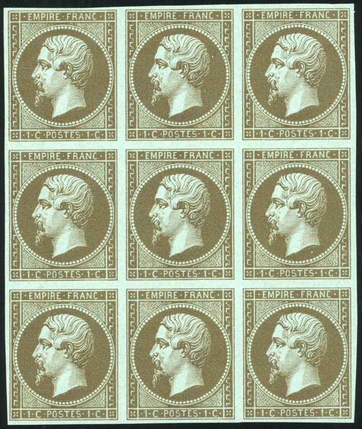 Yvert et Tellier Empire non dentelé 1853 1860 N°11c Multiple Neuf avec gomme intacte