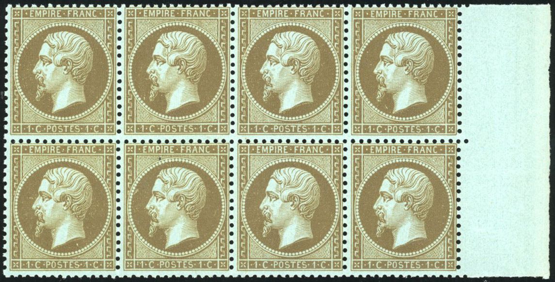 Yvert et Tellier Empire dentelé 1862 N°19b Multiple Neuf avec gomme intacte