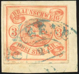 Yvert et Tellier ALLEMAGNE BRUNSWICK N°1+ 3 Individuel Oblitéré