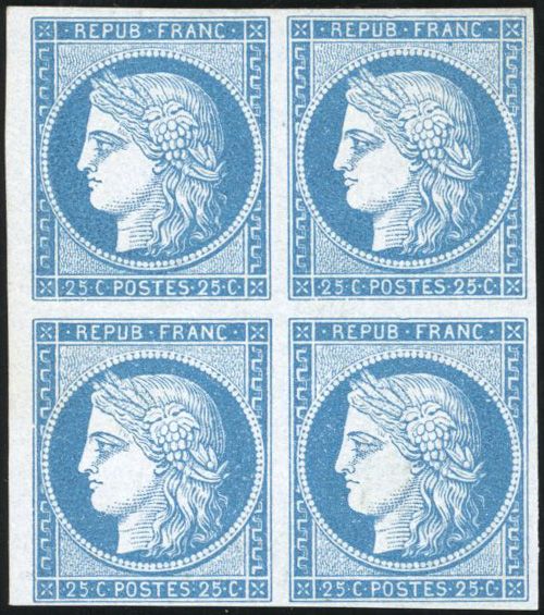 Yvert et Tellier Cérès 1849 1850 N°4 Bloc de 4 Neuf sans gomme