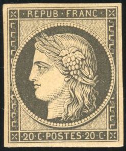 Yvert et Tellier Cérès 1849 1850 N°3f Individuel Neuf avec gomme