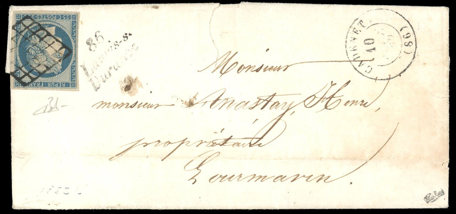 Yvert et Tellier Cérès 1849 1850 N°4 Individuel Oblitéré