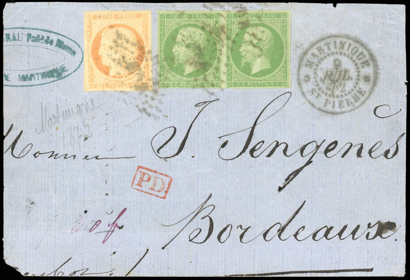 Yvert et Tellier COLONIES GENERALES N°8 + 13 Paire Oblitéré