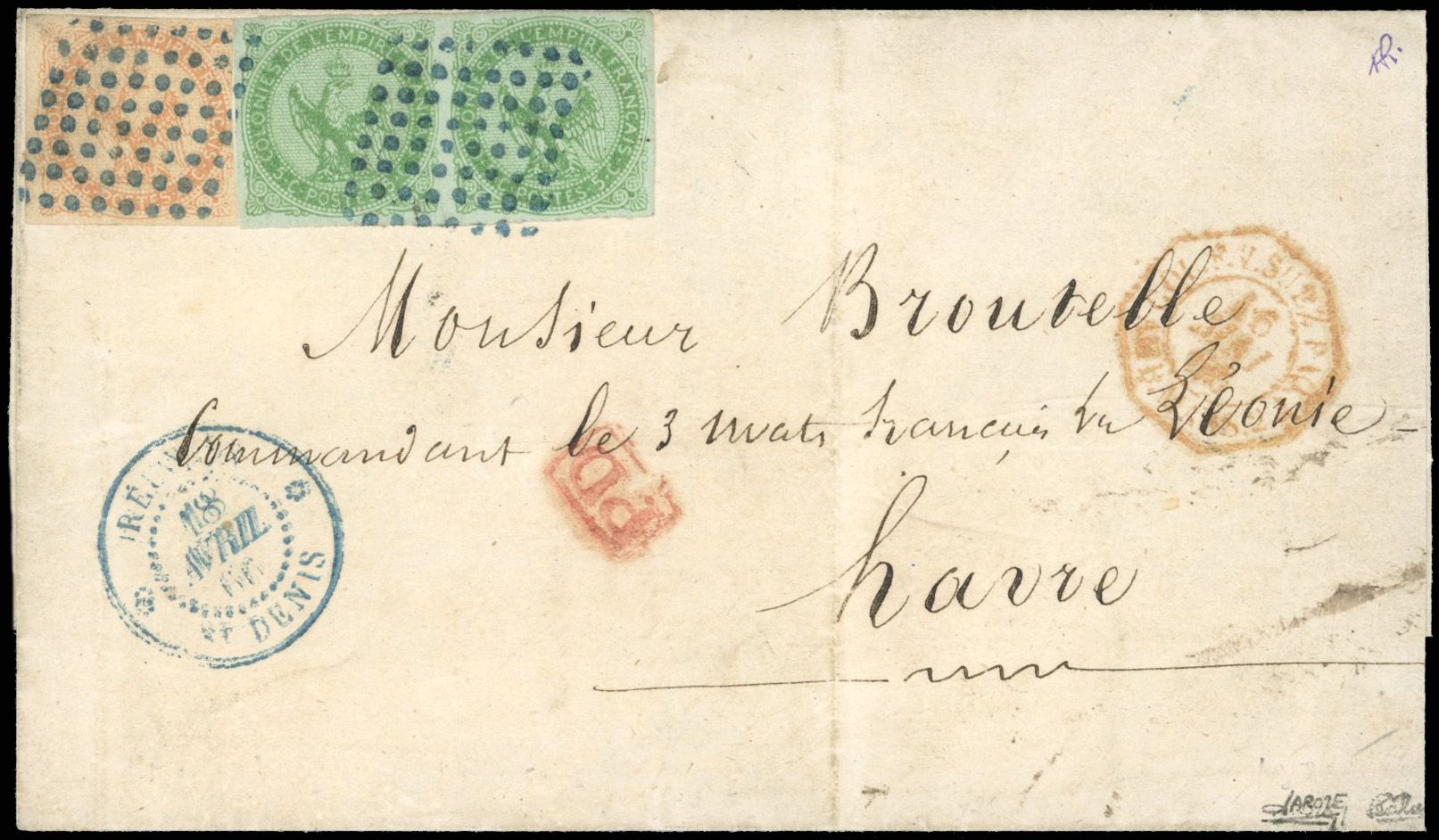 Yvert et Tellier COLONIES GENERALES N°2 x 2 + 5 Individuel Oblitéré