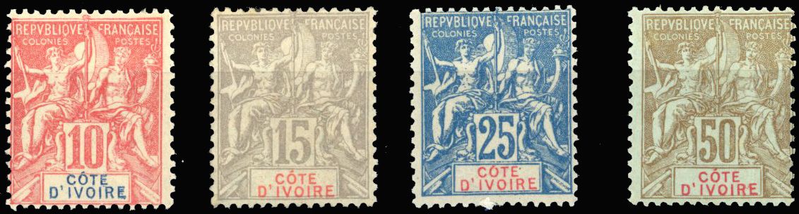 Yvert et Tellier COTE D'IVOIRE N°14 / 17 Individuel Neuf avec gomme