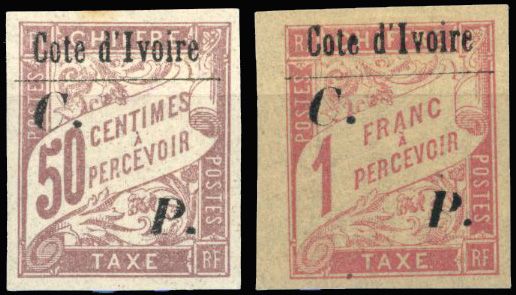 Yvert et Tellier COTE D'IVOIRE N°18+ 19 Individuel Neuf avec gomme