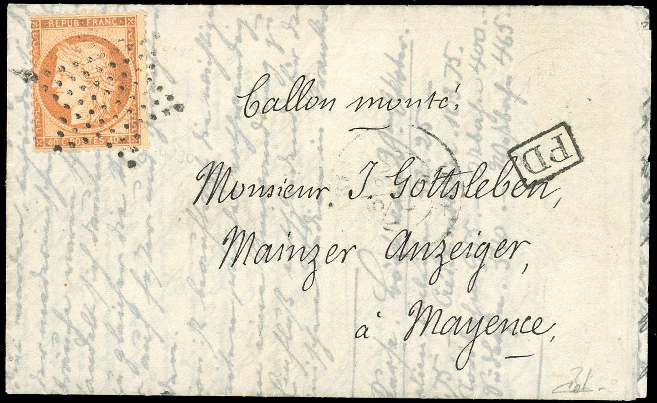 Yvert et Tellier Ballons Montés 1870 N°38 Individuel Oblitéré