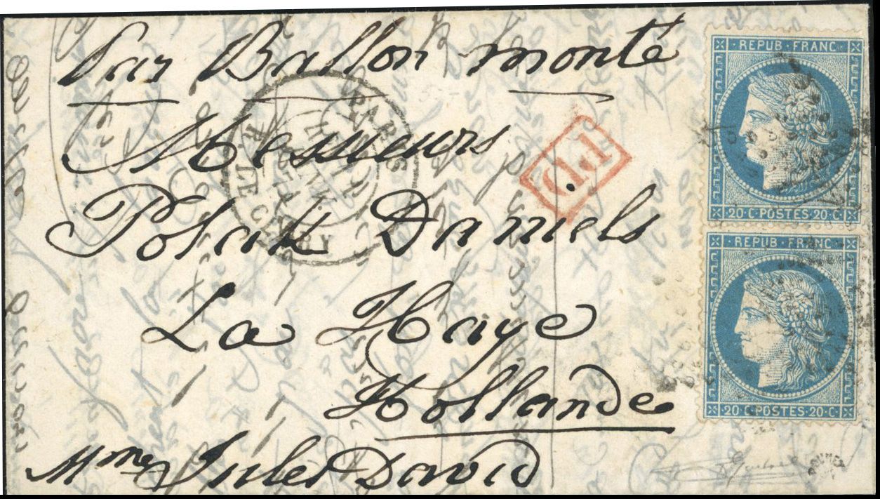 Yvert et Tellier Ballons Montés 1870 N°37x 2 Paire Oblitéré