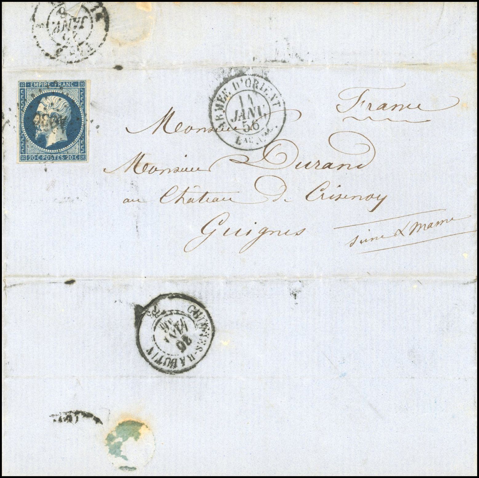 Yvert et Tellier Armée d'Orient (Crimée) N°14 Individuel Oblitéré