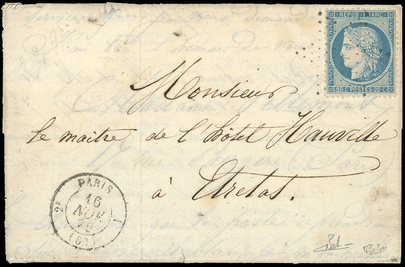 Yvert et Tellier Ballons Montés 1870 N°37 Individuel Oblitéré