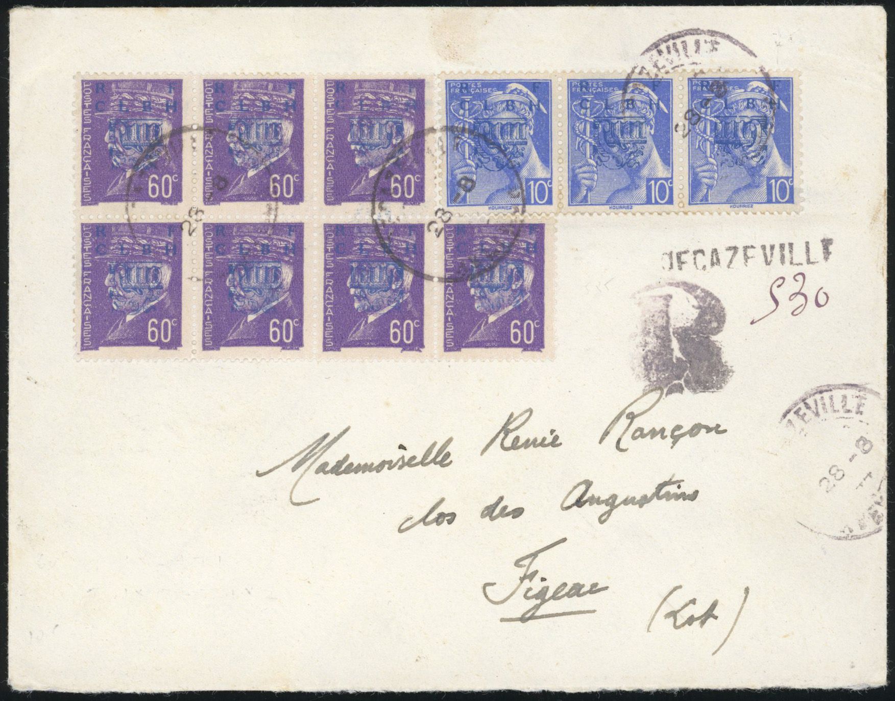 Yvert et Tellier Libération N°1M x 3 + 2 x 7 Individuel Oblitéré
