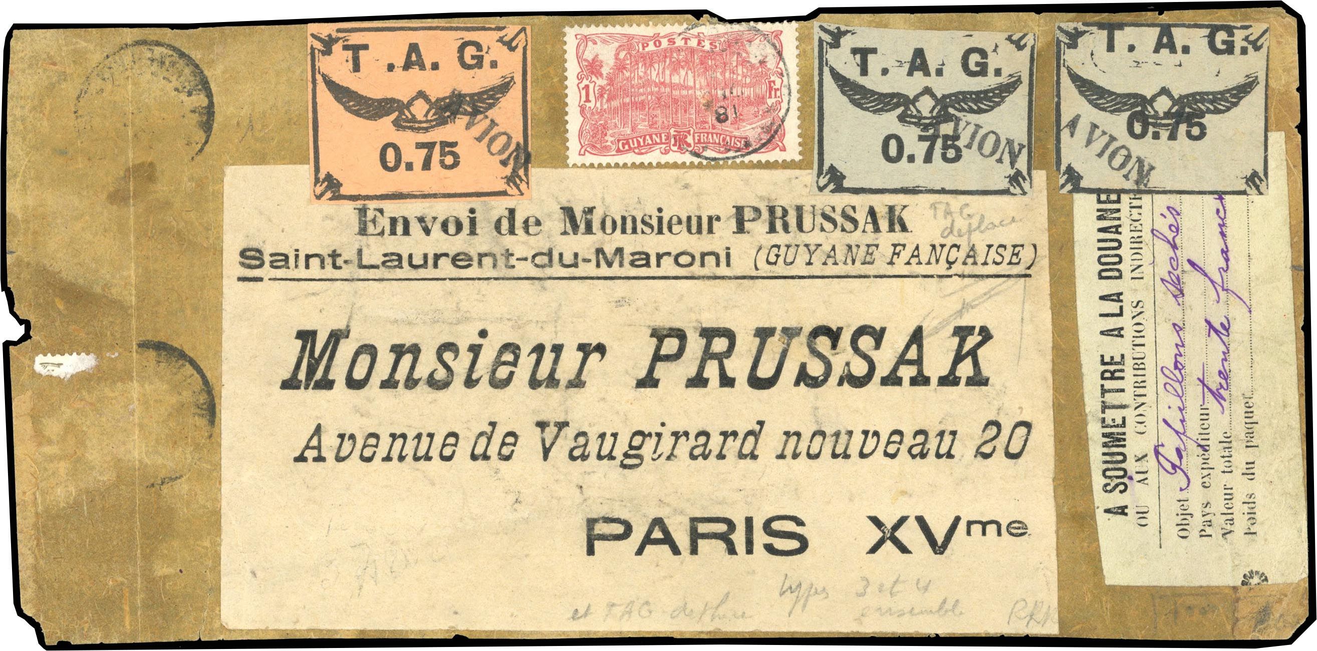 Yvert et Tellier GUYANE N°3+ 4 + 4A Individuel Oblitéré
