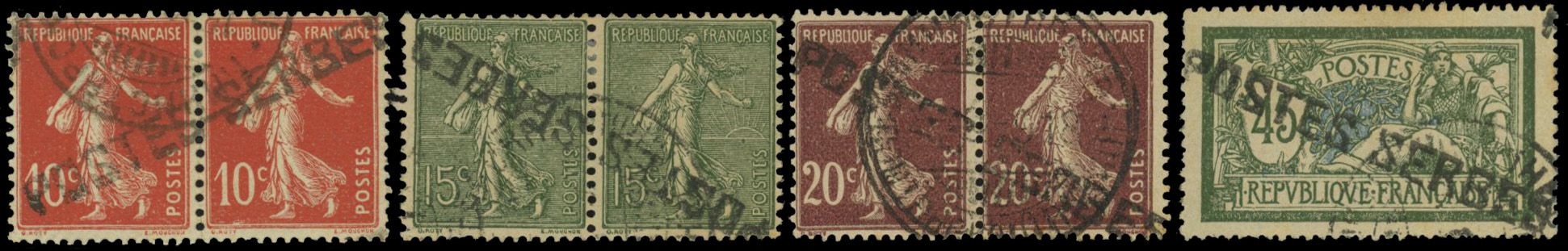 Yvert et Tellier Postes Serbes N°5 + 6 + 7 + 12 Individuel Oblitéré
