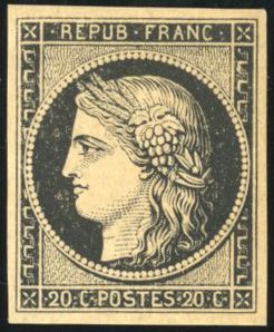 Yvert et Tellier Cérès 1849 1850 N°3 Individuel Neuf avec gomme