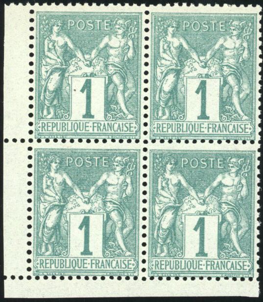 Yvert et Tellier Groupe allégorique 1876 1900 N°61 Bloc de 4 Neuf avec gomme intacte
