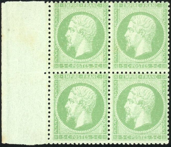 Yvert et Tellier Empire dentelé 1862 N°20 Bloc de 4 Neuf avec gomme intacte
