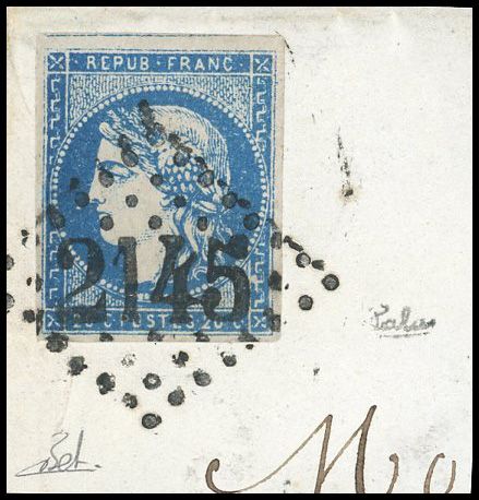 Yvert et Tellier Emission de Bordeaux 1870 1871 N°44Ab Individuel Oblitéré