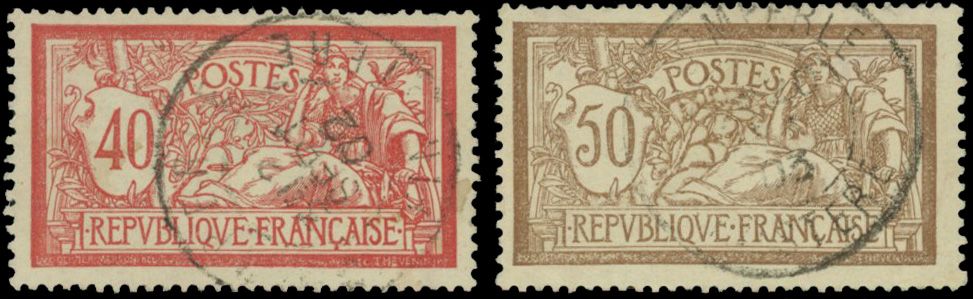 Yvert et Tellier France moderne N°119c + 120c Individuel Oblitéré