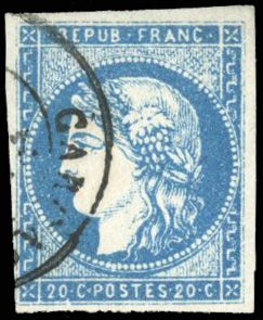 Yvert et Tellier Emission de Bordeaux 1870 1871 N°44B Individuel Oblitéré