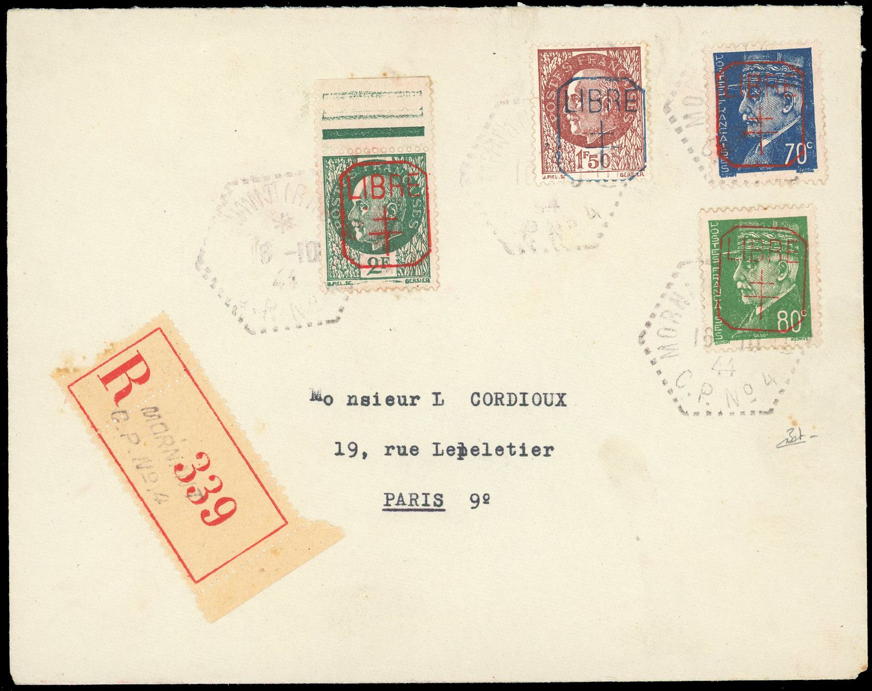 Yvert et Tellier Libération N°4 + 5 + 9 + 10 Individuel Oblitéré