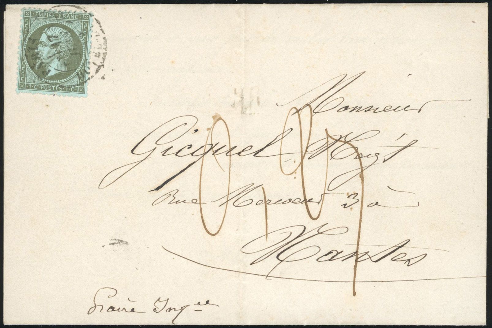 Yvert et Tellier Empire dentelé 1862 N°19 Individuel Oblitéré