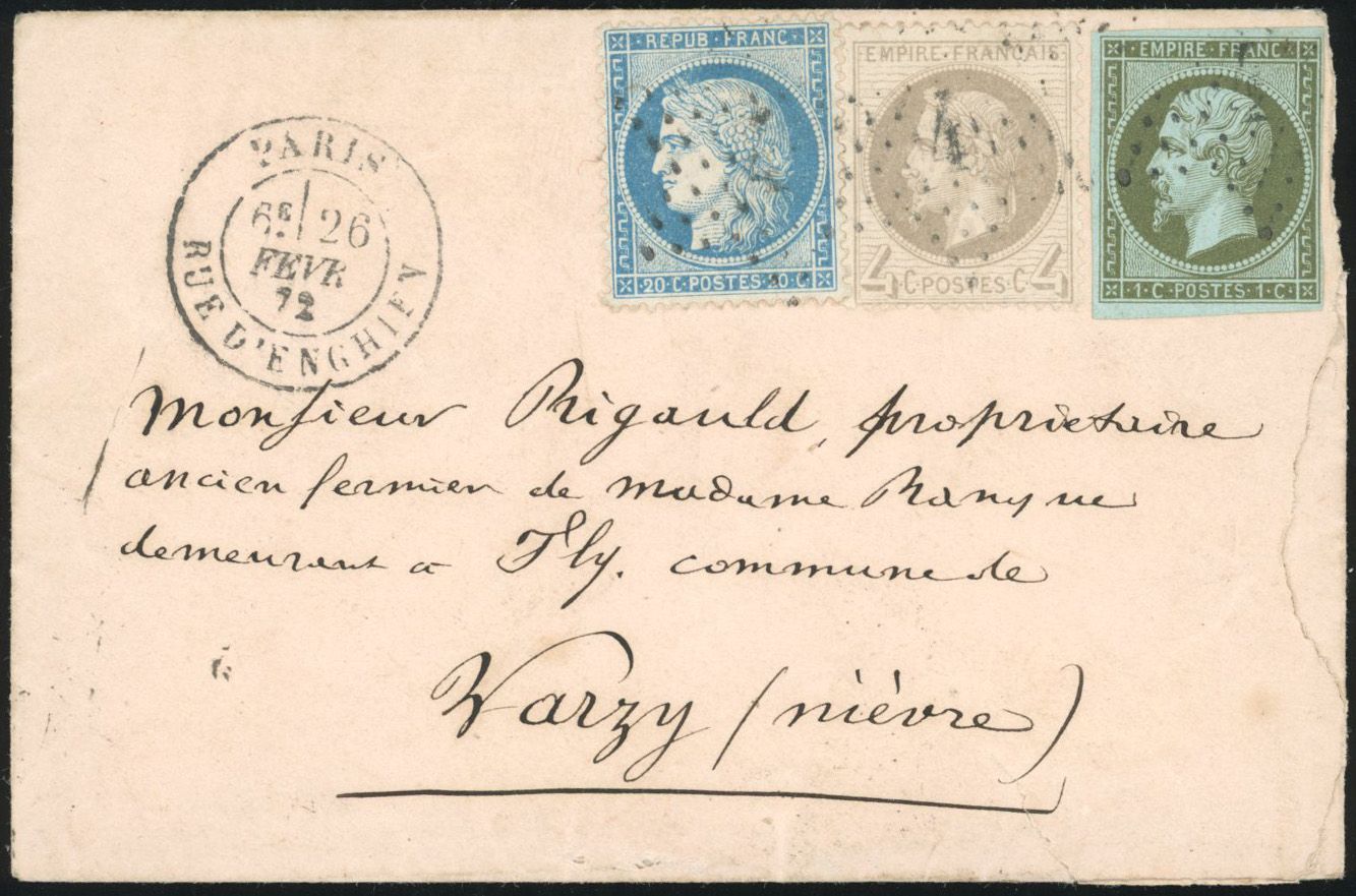 Yvert et Tellier Empire non dentelé 1853 1860 N°11 + 27A + 37 Individuel Oblitéré