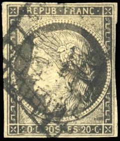 Yvert et Tellier Cérès 1849 1850 N°3c Individuel Oblitéré