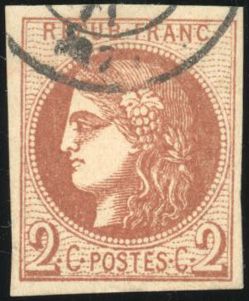 Yvert et Tellier Emission de Bordeaux 1870 1871 N°40B Individuel Oblitéré