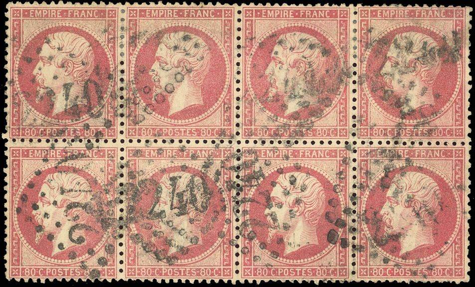 Yvert et Tellier Empire dentelé 1862 N°24 Multiple Oblitéré