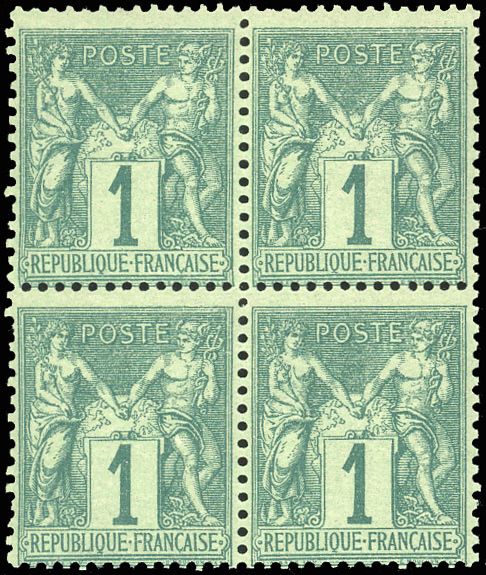Yvert et Tellier Groupe allégorique 1876 1900 N°61 Bloc de 4 Neuf avec gomme intacte