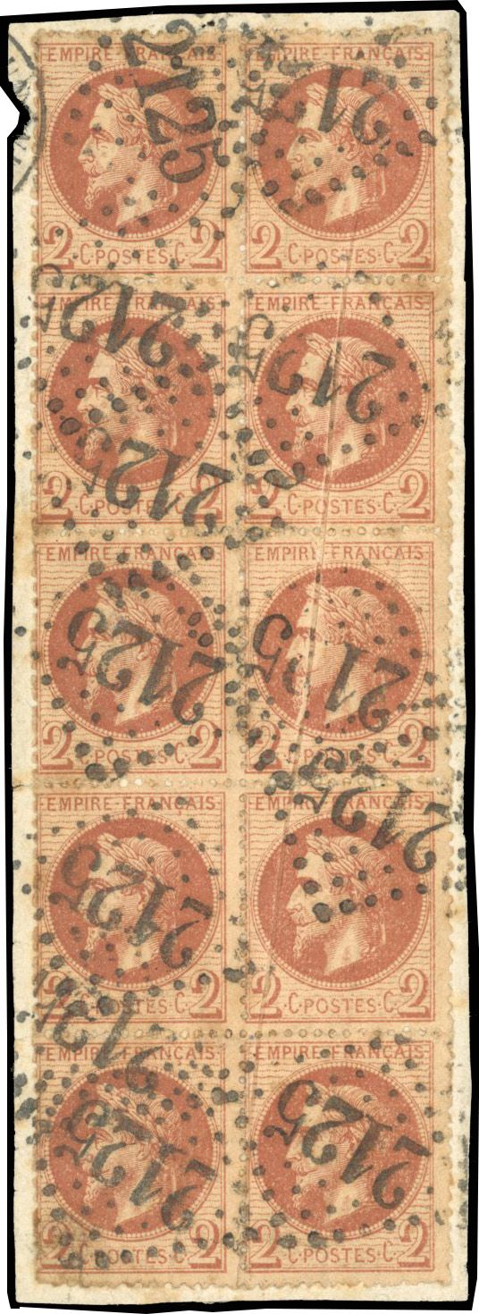 Yvert et Tellier Empire Lauré 1863 1870 N°26A Multiple Oblitéré