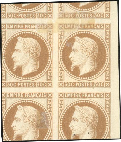 Yvert et Tellier Empire Lauré 1863 1870 N°30 Bloc de 4 Neuf sans gomme