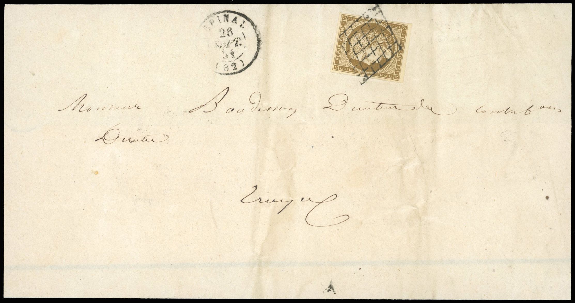Yvert et Tellier Cérès 1849 1850 N°1c Individuel Oblitéré