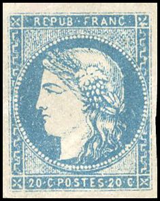 Yvert et Tellier Emission de Bordeaux 1870 1871 N°44B Individuel Neuf sans gomme
