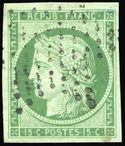 Yvert et Tellier Cérès 1849 1850 N°2b Individuel Oblitéré