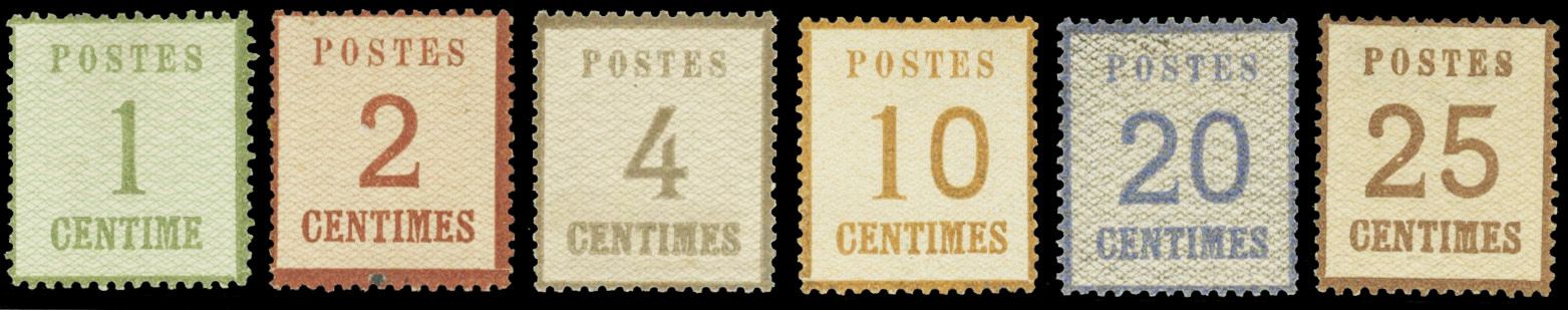 Yvert et Tellier Alsace Lorraine Timbres détachés N°1b/7b Individuel Neuf avec gomme