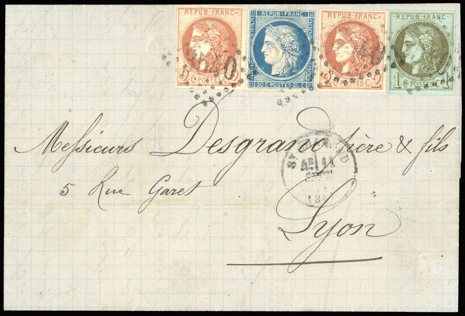 Yvert et Tellier Siège de Paris 1870 1871 N°37 + 39 + 40 Individuel Oblitéré