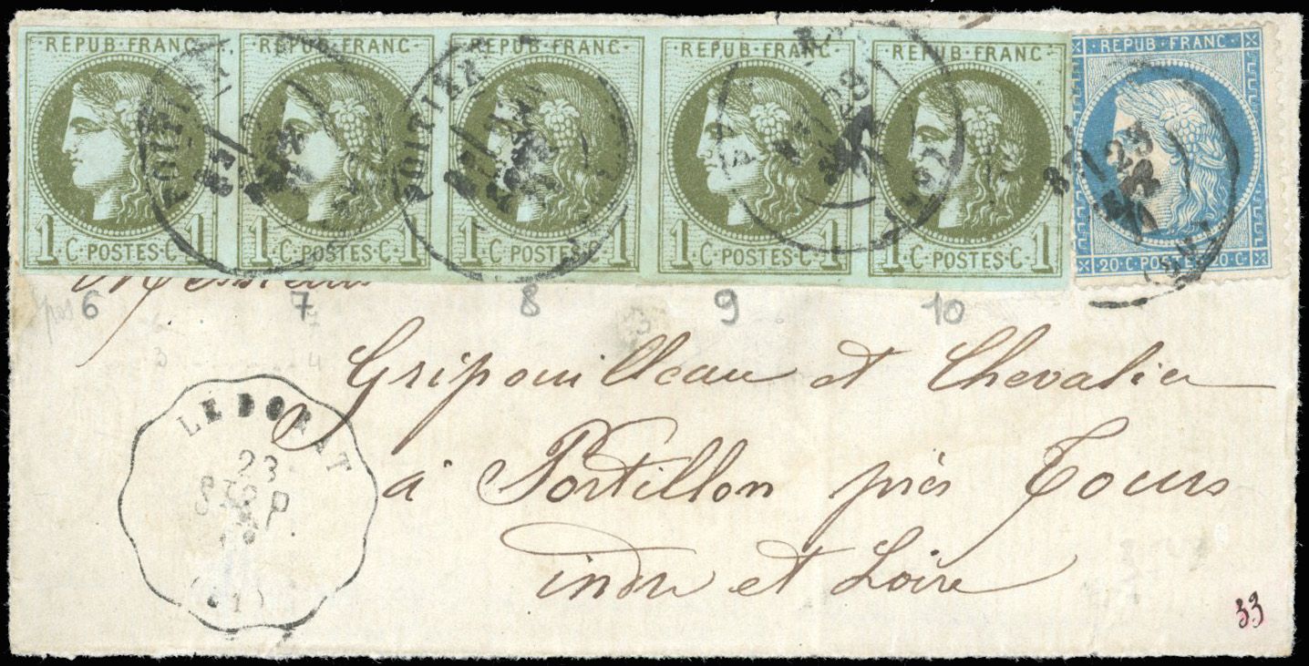 Yvert et Tellier Emission de Bordeaux 1870 1871 N°39B + 37 Individuel Oblitéré