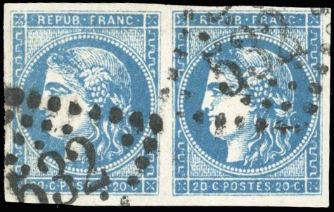 Yvert et Tellier Emission de Bordeaux 1870 1871 N°45C Paire Oblitéré