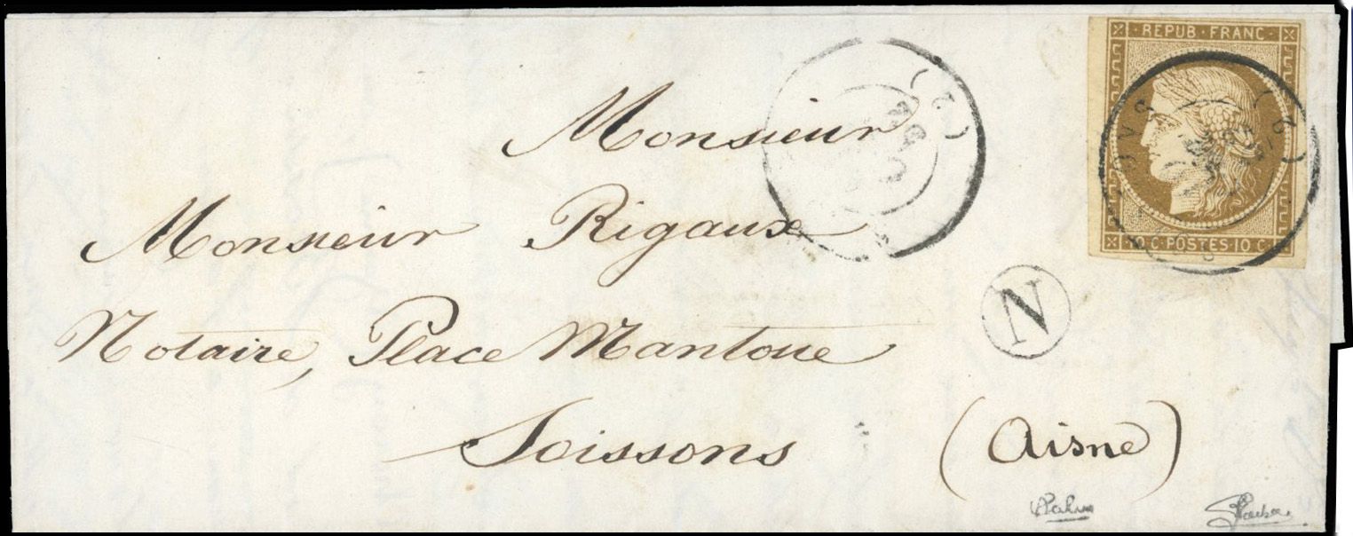 Yvert et Tellier Cérès 1849 1850 N°1 Individuel Oblitéré