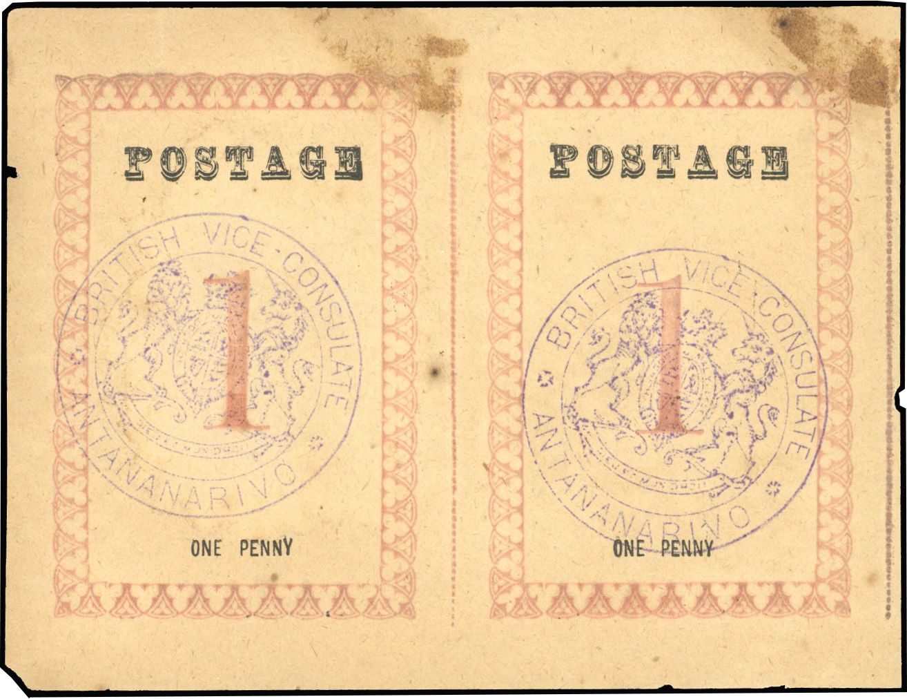 Yvert et Tellier MADAGASCAR Consulaire ANGLAIS N°28 Paire Neuf sans gomme
