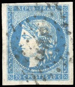 Yvert et Tellier Emission de Bordeaux 1870 1871 N°44B Individuel Oblitéré