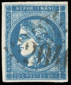 Yvert et Tellier Emission de Bordeaux 1870 1871 N°45C Individuel Oblitéré